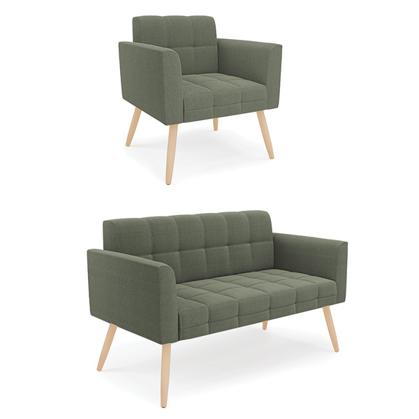 Namoradeira E Poltrona Pé Palito Natural Elisa Bouclê D03 - D