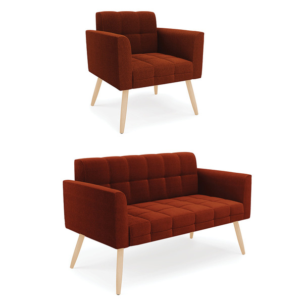 Namoradeira E Poltrona Pé Palito Natural Elisa Bouclê Terra D