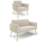 Namoradeira E Poltrona Pé Palito Natural Marisa Bouclê Bege D