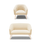 Namoradeira E Poltronas Pé Palito Natural Stella Suede Bege D