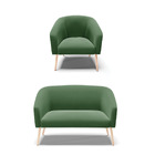 Namoradeira E Poltronas Pé Palito Natural Stella Suede Verde