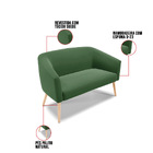 Namoradeira E Poltronas Pé Palito Natural Stella Suede Verde