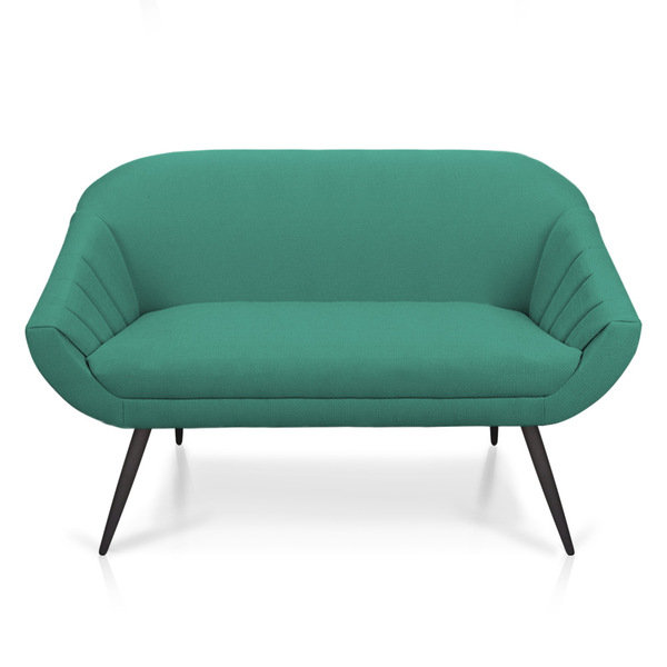 Namoradeira Giovana 02 Lugares Linho Azul Pavão A115 Pés Pali