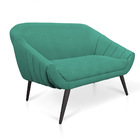 Namoradeira Giovana 02 Lugares Linho Azul Pavão A115 Pés Pali