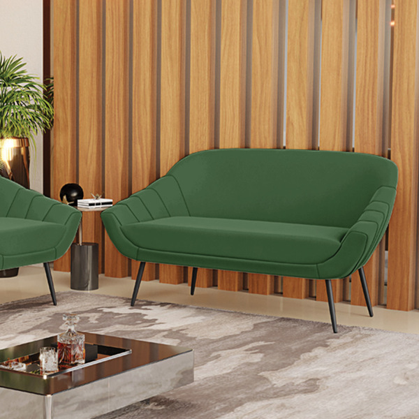 Namoradeira Giovana 02 Lugares Suede Pés Palito De Ferro D03