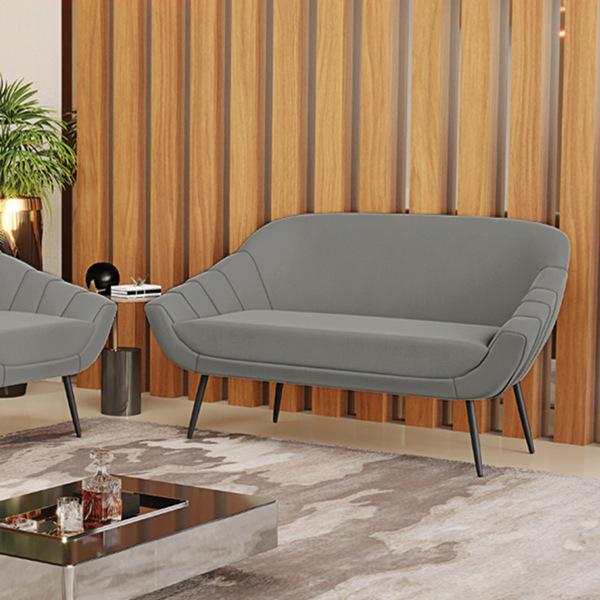 Namoradeira Giovana 02 Lugares Suede Pés Palito De Ferro D03