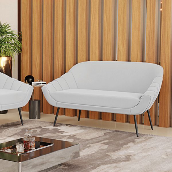 Namoradeira Giovana 02 Lugares Suede Pés Palito De Ferro D03