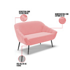 Namoradeira Giovana 02 Lugares Suede Rosê Pés Palito De Ferro