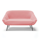 Namoradeira Giovana 02 Lugares Suede Rosê Pés Palito De Ferro