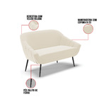 Namoradeira Giovana 02 Lugares Veludo Pés Palito De Ferro D03