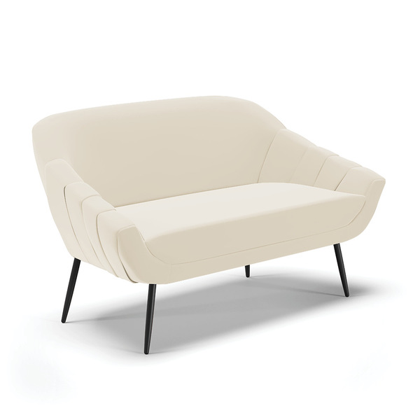 Namoradeira Giovana 02 Lugares Veludo Pés Palito De Ferro - D