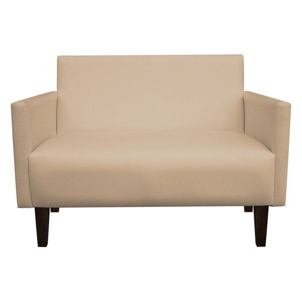 Namoradeira Jade 02 Lugares Corino Bege Pes Chanfrado Tabaco