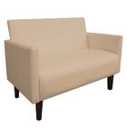 Namoradeira Jade 02 Lugares Corino Bege Pes Chanfrado Tabaco