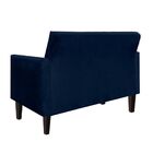 Namoradeira Jade 02 Lugares Suede Azul Marinho Pes Chanfrado