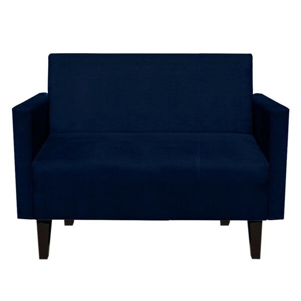Namoradeira Jade 02 Lugares Suede Azul Marinho Pes Chanfrado