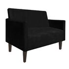 Namoradeira Jade 02 Lugares Suede Preto Pes Chanfrado Tabaco