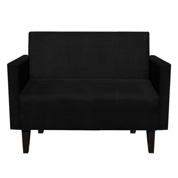 Namoradeira Jade 02 Lugares Suede Preto Pes Chanfrado Tabaco