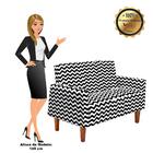 Namoradeira Jade 02 Lugares Zig Zag Preto D80 Pés Chanfrado T