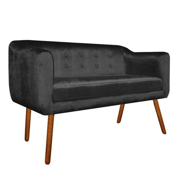 Namoradeira Julia 2 Lugares Preto Pés Palito Castanho