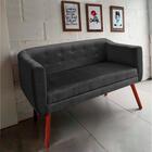 Namoradeira Julia 2 Lugares Preto Pés Palito Castanho