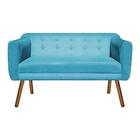 Namoradeira Julia 2 Lugares Suede Azul Turquesa Pés Palito