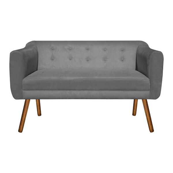 Namoradeira Julia 2 Lugares Suede Grafite Pés Palito Castanho