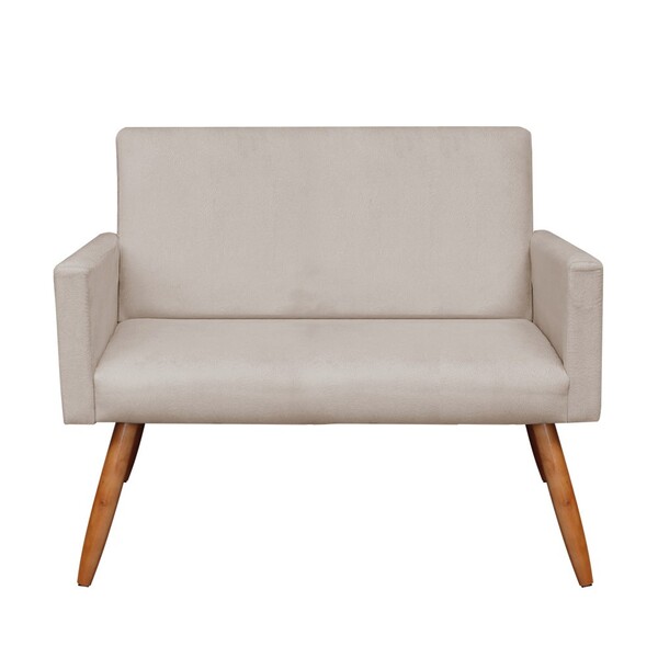 Namoradeira Larissa Suede Bege Pes Palito Castanho - D'rossi