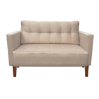 Namoradeira Livia Suede Bege Pés Chanfrado Castanho D01 - D'r