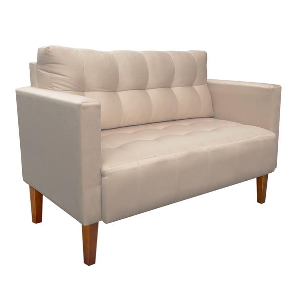 Namoradeira Livia Suede Bege Pés Chanfrado Castanho D01 - D'r