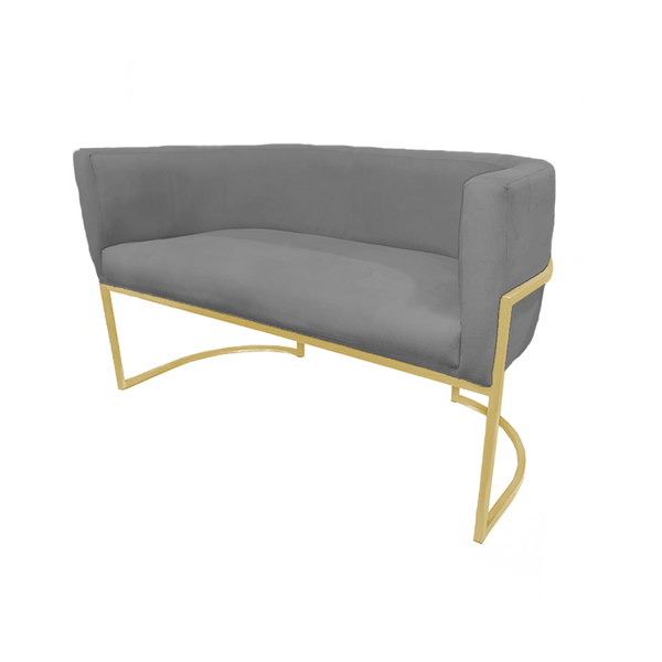 Namoradeira Luana Base Metálica Dourada Suede Cinza - Vallisa