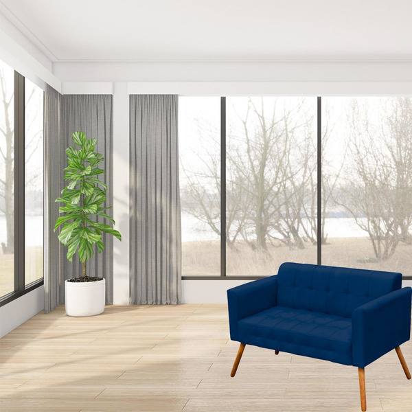 Namoradeira Manuela Suede Azul Marinho Pés Palito Tana Decor