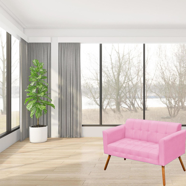 Namoradeira Manuela Suede Rosa Bebê Pés Palito Bnn Decor