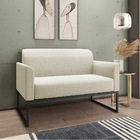 Namoradeira Marisa Linho Bege Base Industrial Preto Bnn Decor