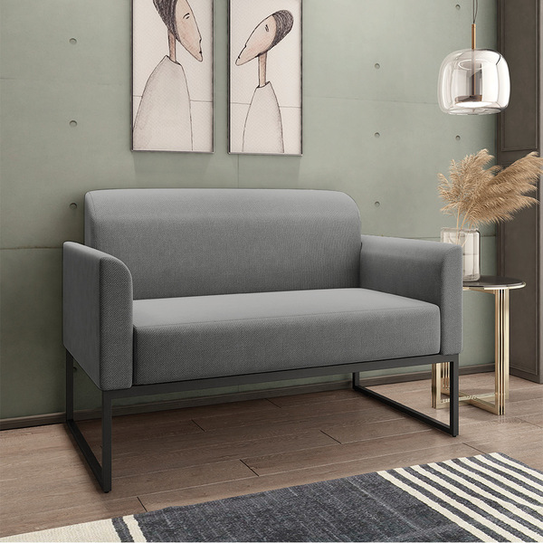 Namoradeira Marisa Linho Grafite Base Industrial Preto Bnn De