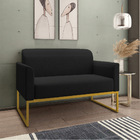 Namoradeira Marisa Linho Preto Base Industrial Dourado Tana D