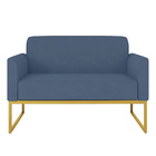 Namoradeira Marisa Suede Azul Marinho Base Industrial Dourada