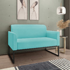 Namoradeira Marisa Suede Azul Turquesa Base Industrial Preta