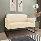 Namoradeira Marisa Suede Bege Base Industrial Preta Tana Decor