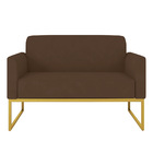 Namoradeira Marisa Suede Marrom Base Industrial Dourada Bnn D