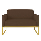 Namoradeira Marisa Suede Marrom Base Industrial Dourada Tana