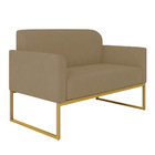 Namoradeira Marisa Suede Marrom Rato Base Industrial Dourada