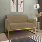 Namoradeira Marisa Suede Marrom Rato Base Industrial Dourada