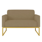 Namoradeira Marisa Suede Marrom Rato Base Industrial Dourada