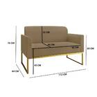 Namoradeira Marisa Suede Marrom Rato Base Industrial Dourada