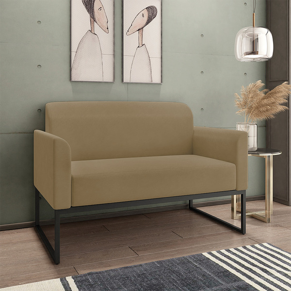 Namoradeira Marisa Suede Marrom Rato Base Industrial Preta Ta