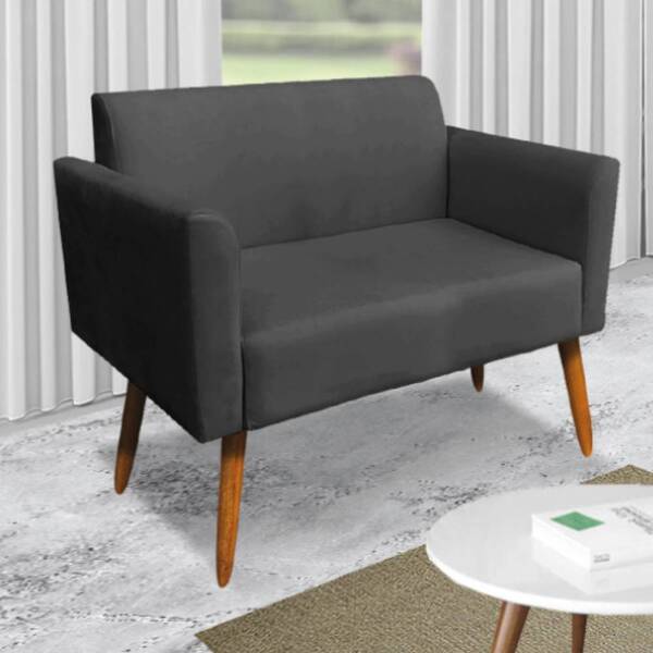 Namoradeira Marisa Suede Preto Fosco Pés Palito Tana Decor