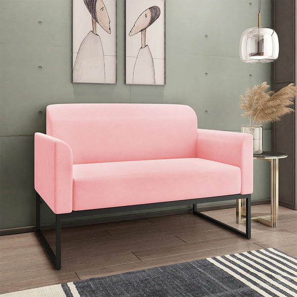 Namoradeira Marisa Suede Rosa Bebê Base Industrial Preta Bnn