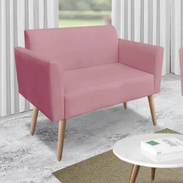 Namoradeira Marisa Suede Rose Pés Palito Tana Decor