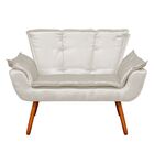 Namoradeira Opala Acetinado Bege Pés Palito Castanho D'rossi