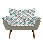 Namoradeira Opala Composê Suede Com Estampado Traçado Azul D3